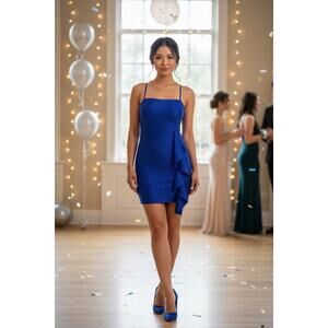 emerald sundae blue dress Emerald Sundae Satin Corset Tube Bodycon Dress at Dry Goods